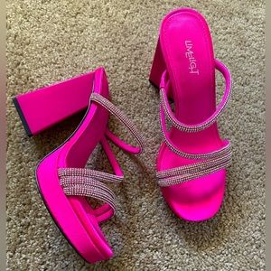 Fuschia block heels